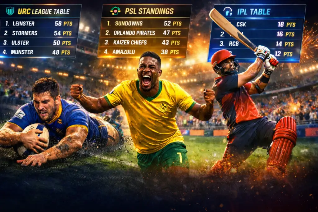 URC, PSL & IPL results
